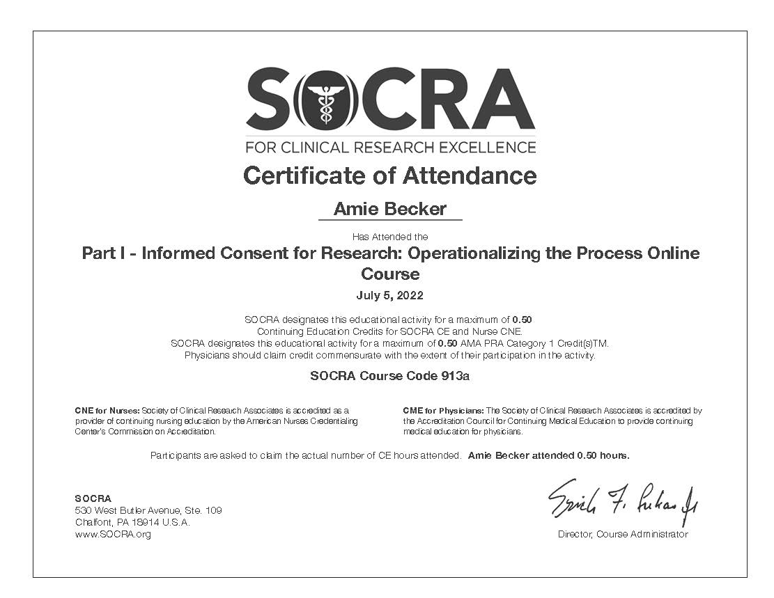 SOCRA Informed Consent Cert